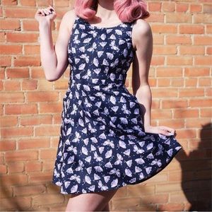 Moth Print Skater Dress in 2X